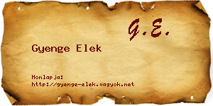 Gyenge Elek névjegykártya